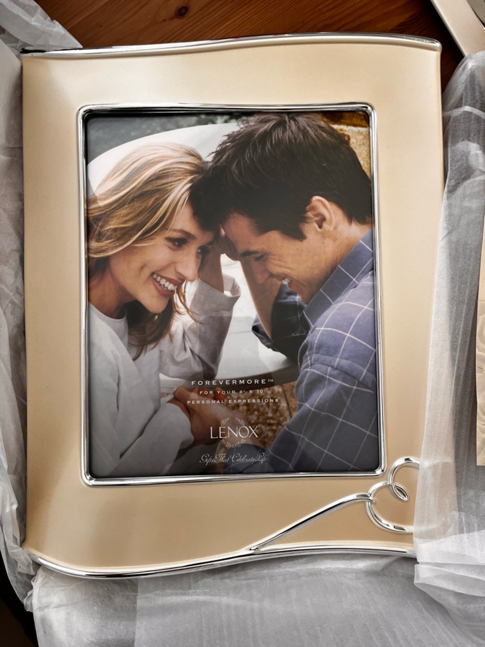 Lenox Cream and Silver Decorative Picture Frame - Forevermore Style